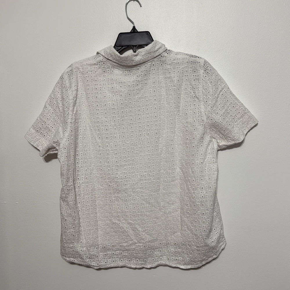 Alfred Dunner White Floral Eyelet Button Top size 16 - Picture 6 of 8